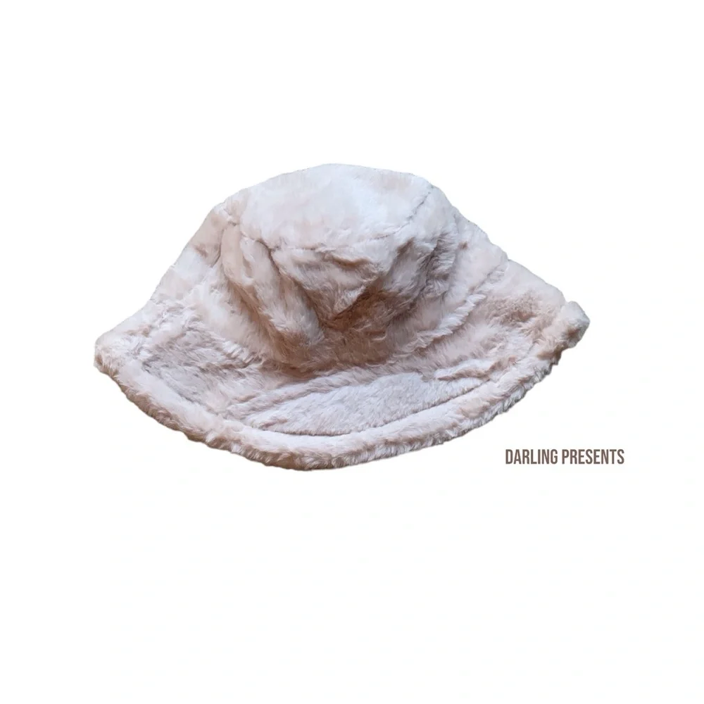Fluffy Fuzzy Bucket Hat Women Color Beige Size OS